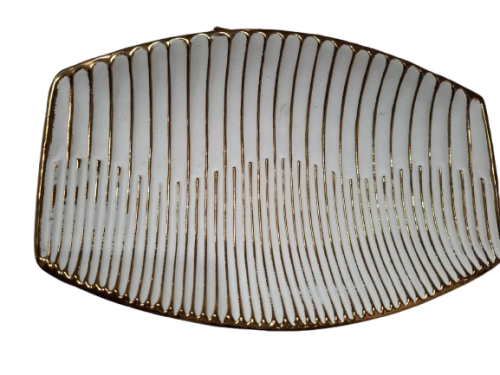 PATERA CERAMICZNA BIAŁO-ZŁOTA 30X19,5X5CM
