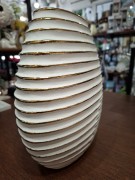 WAZON CERAMICZNY BIAŁO-ZŁOTY 25X25X7CM