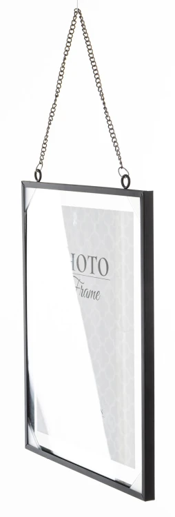 Ramka Wisząca na Łańcuszku Czarna Metal 47x24,5x1,5