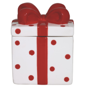 PUZDERKO CERAMICZNE PREZENT BIAŁO-CZERWONY 7x7x9 cm