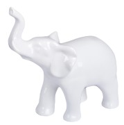 FIGURKA CERAMICZNA SŁOŃ BIAŁY DUŻY Z TRĄBĄ DO GÓRY 16,5X8,5X19 CM
