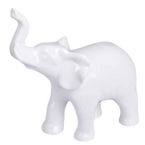 FIGURKA CERAMICZNA SŁOŃ BIAŁY DUŻY Z TRĄBĄ DO GÓRY 16,5X8,5X19 CM