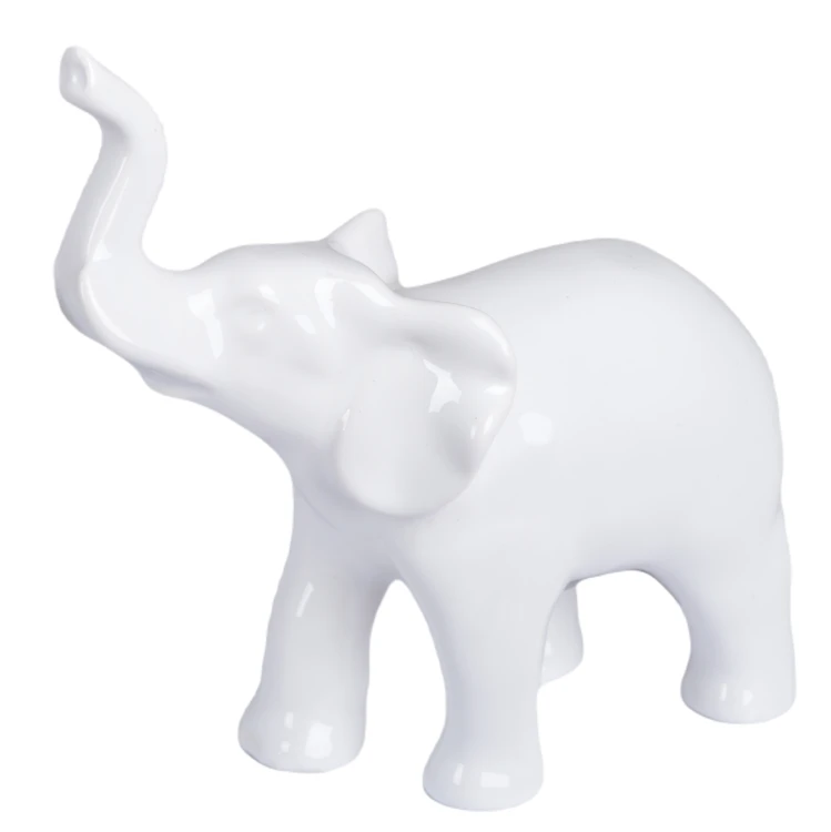 FIGURKA CERAMICZNA SŁOŃ BIAŁY DUŻY Z TRĄBĄ DO GÓRY 16,5X8,5X19 CM