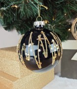 BOMBKA SZKLANA CZARNO-ZŁOTA GLAMOUR FI 8CM