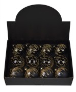 BOMBKA SZKLANA CZARNO-ZŁOTA GLAMOUR FI 8CM