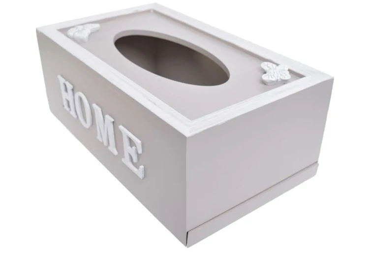 PUDEŁKO NA CHUSTECZKI BEŻOWE HOME 26X15X10CM