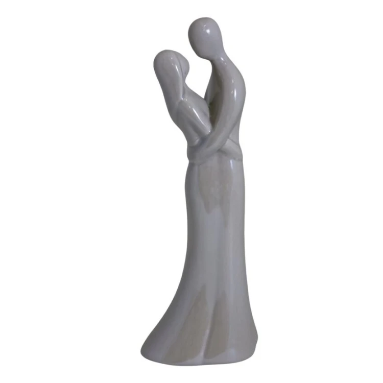FIGURKA CERAMICZNA PARA ZAKOCHANYCH beżowa perłowa 25CM