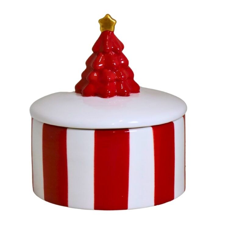 POJEMNIK CERAMICZNY na ciasteczka choinka pasy Candy Cane