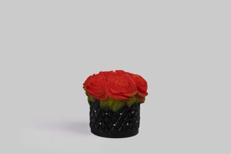 świeca flowerbox kwiaty róże