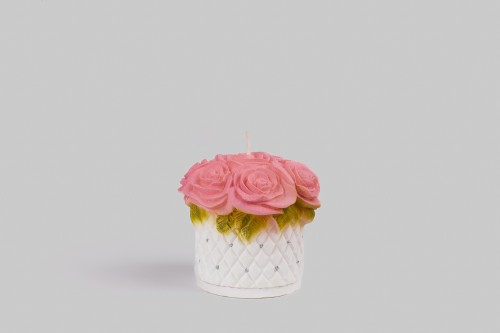 świeca flowerbox kwiaty róże
