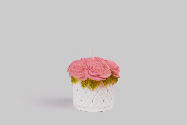 świeca flowerbox kwiaty róże