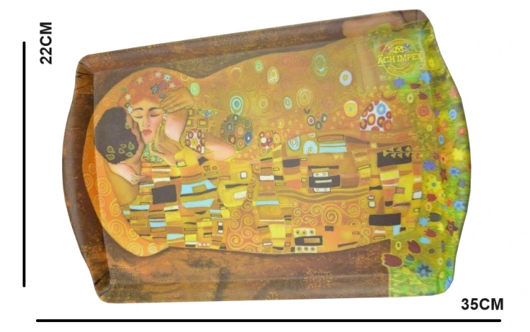 TACA PROSTOKĄTNA KLIMT POCAŁUNEK 35X22,5X2 CM