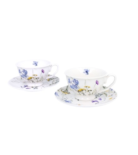 Komplet 2 Filiżanek Royal ze Spodkami 250 ml – MELODY Kwiaty Royal