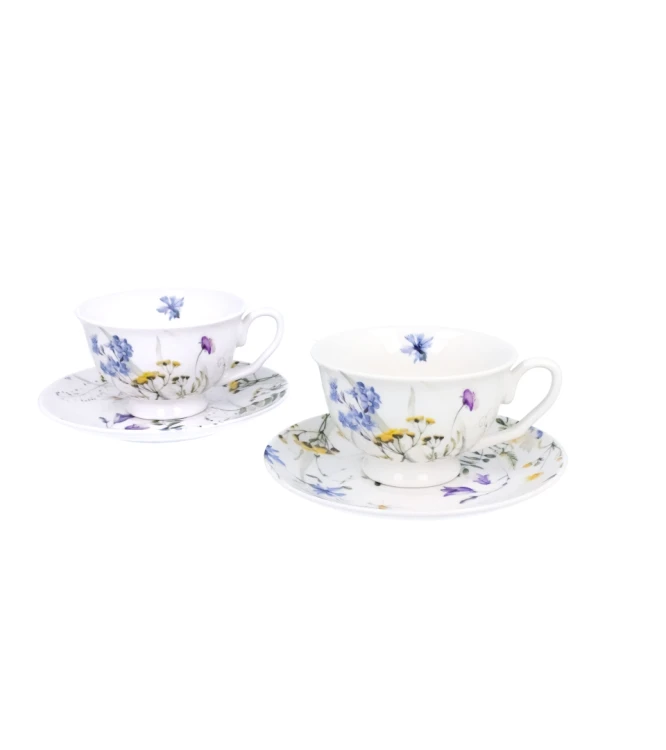 Komplet 2 Filiżanek Royal ze Spodkami 250 ml – MELODY Kwiaty Royal
