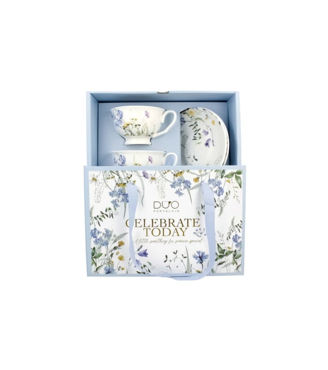 Komplet 2 Filiżanek Royal ze Spodkami 250 ml – MELODY Kwiaty Royal