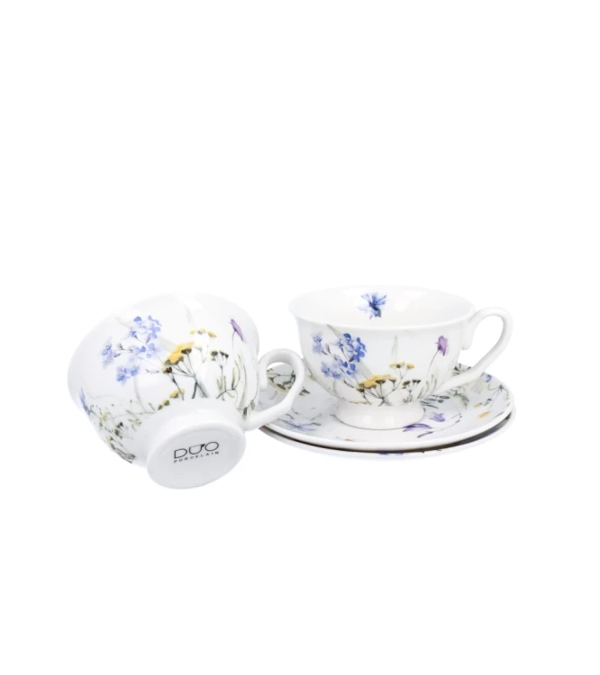 Komplet 2 Filiżanek Royal ze Spodkami 250 ml – MELODY Kwiaty Royal