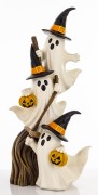Figurka Dekoracyjna Duszki z Dyniami na Miotle 66 cm HALLOWEEN