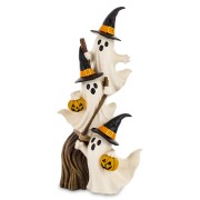 Figurka Dekoracyjna Duszki z Dyniami na Miotle 66 cm HALLOWEEN