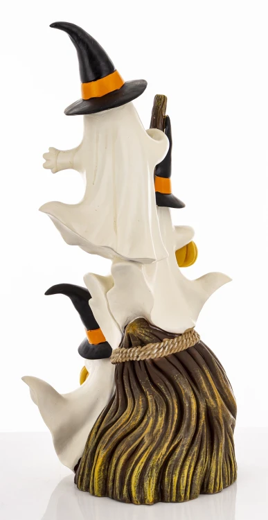 Figurka Dekoracyjna Duszki z Dyniami na Miotle 66 cm HALLOWEEN