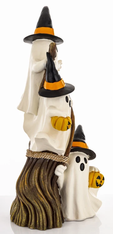 Figurka Dekoracyjna Duszki z Dyniami na Miotle 66 cm HALLOWEEN
