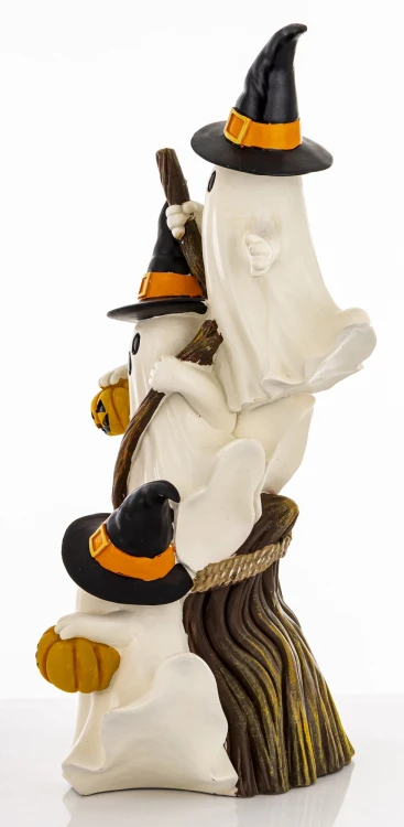 Figurka Dekoracyjna Duszki z Dyniami na Miotle 66 cm HALLOWEEN