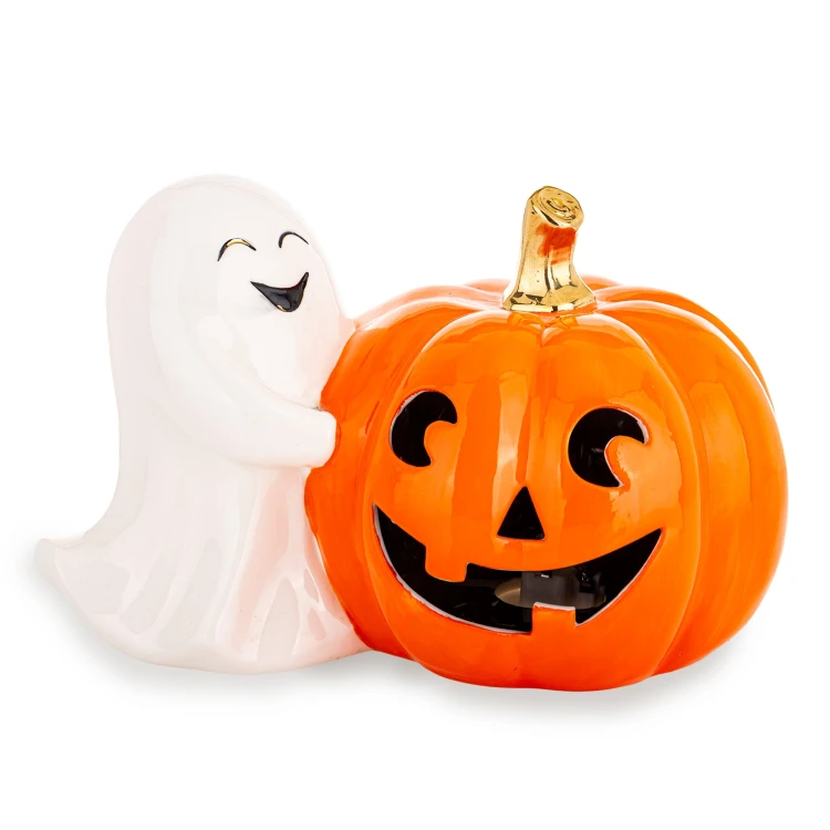 Porcelanowa Figurka Duszek z Dynią LED 21 cm HALLOWEEN