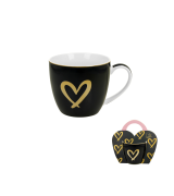 Kubek Porcelanowy 460 ml Granatowy ZŁOTE SERDUSZKO WALENTYNKI