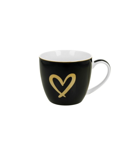 Kubek Porcelanowy 460 ml Granatowy ZŁOTE SERDUSZKO WALENTYNKI