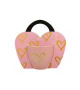 Kubek Porcelanowy 460 ml Różowy ZŁOTE SERDUSZKO WALENTYNKI