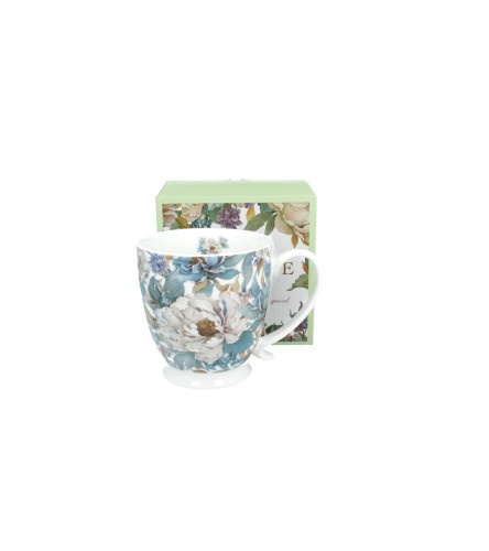 Kubek na Stopce Porcelanowy 510 ml PEONY WHITE PIWONIE – Seria Kwiaty Royal