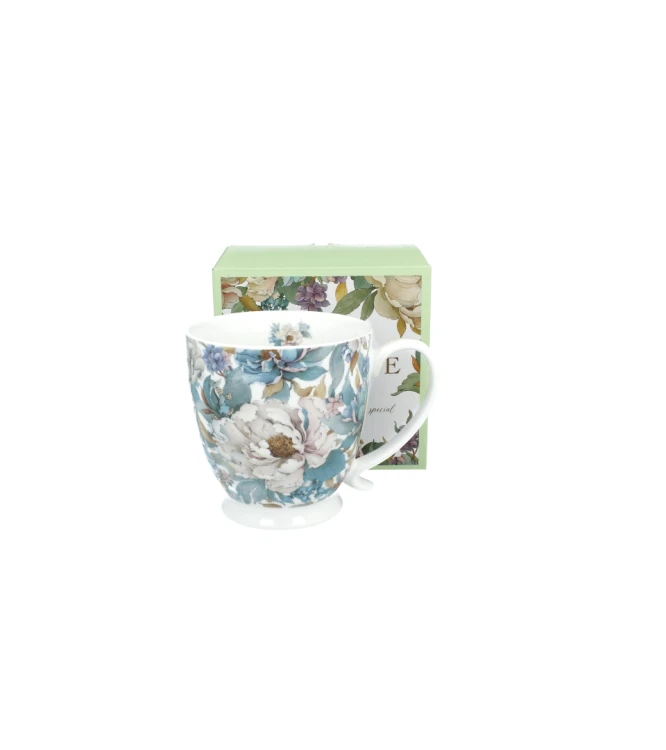 Kubek na Stopce Porcelanowy 510 ml PEONY WHITE PIWONIE – Seria Kwiaty Royal