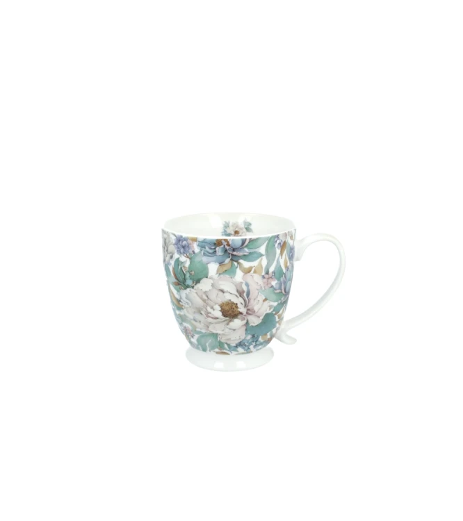 Kubek na Stopce Porcelanowy 510 ml PEONY WHITE PIWONIE – Seria Kwiaty Royal