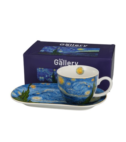 Filiżanka Jumbo z Długim Spodkiem STARRY NIGHT Vincent van Gogh Gwiaździsta Noc