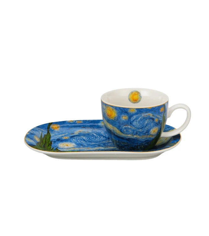 Filiżanka Jumbo z Długim Spodkiem STARRY NIGHT Vincent van Gogh Gwiaździsta Noc