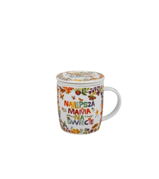 Kubek z Zaparzaczem i Pokrywką 400 ml NAJLEPSZA MAMA PREZENT DLA MAMY