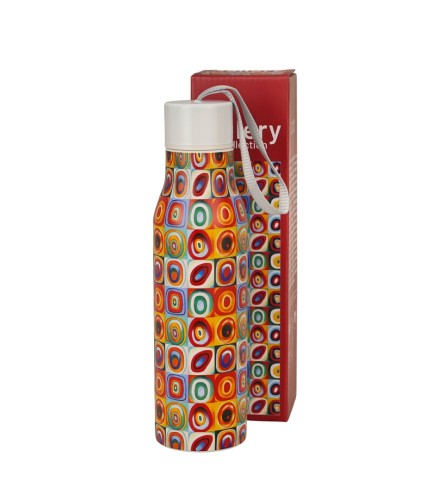 Butelka Termiczna 500 ml – KWADRATY Z KONCENTRYCZNYMI OKRĘGAMI (Wassily Kandinsky)