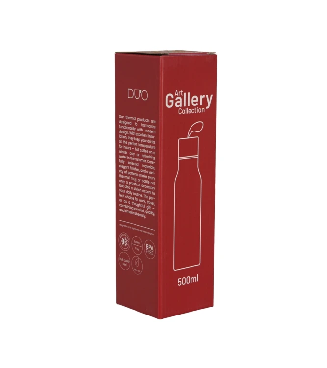 Butelka Termiczna 500 ml – KWADRATY Z KONCENTRYCZNYMI OKRĘGAMI (Wassily Kandinsky)