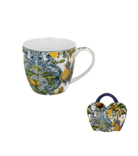 Kubek Porcelanowy 460 ml Śródziemnomorski wzór Cytryny SOLEDAD