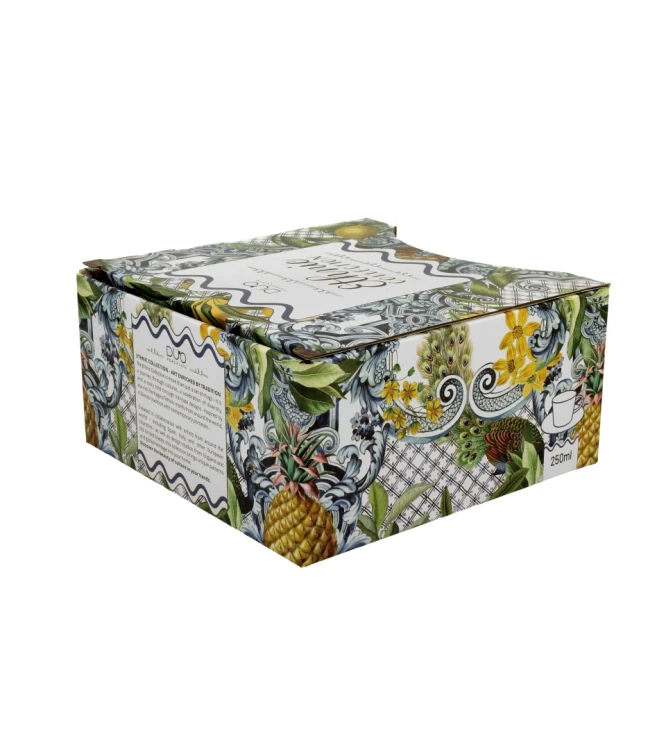 Filiżanka ze Spodkiem Porcelanowa 240 ml – Motyw Śródziemnomorski Cytryny SOLEDAD