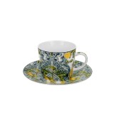 Filiżanka ze Spodkiem Porcelanowa 240 ml – Motyw Śródziemnomorski Cytryny SOLEDAD
