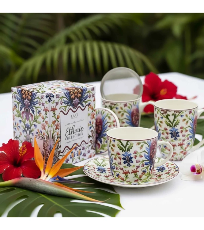 Filiżanka ze Spodkiem Porcelanowa 240 ml –MARBELLA Egzotyczne Kwiaty