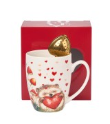 Uroczy Kubek Porcelanowy z Zaparzaczem 360 ml – JEŻ JEŻYK JESIEŃ WALENTYNKI