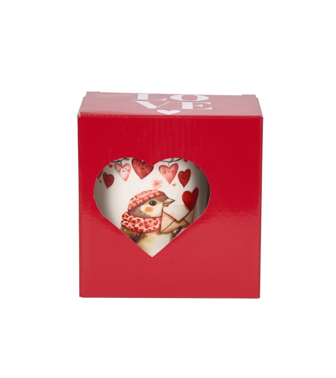 Kubek Porcelanowy z Zaparzaczem 360ml– ZIMOWY WRÓBEL