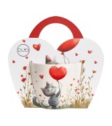 Kubek Porcelanowy 460 ml – KOT Z BALONEM PREZENT WALENTYNKI