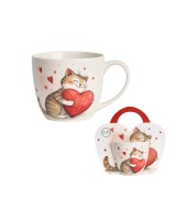 Kubek Porcelanowy 460 ml – KOT Z SERCEM PREZENT WALENTYNKI