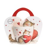 Kubek Porcelanowy 460 ml – KOT Z SERCEM PREZENT WALENTYNKI