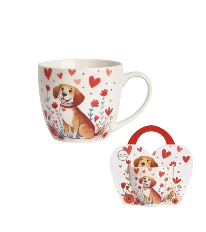 Kubek Porcelanowy 460 ml – PIES W SERCACH PREZENT WALENTYNKI
