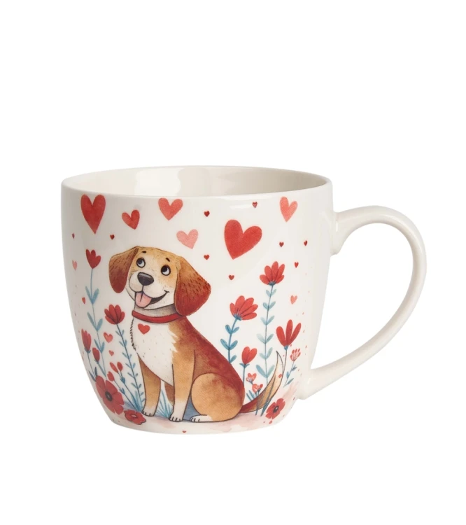 Kubek Porcelanowy 460 ml – PIES W SERCACH PREZENT WALENTYNKI