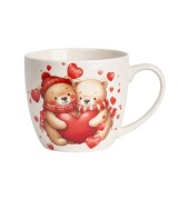 Kubek Porcelanowy 460 ml – ZAKOCHANE MISIE Z SERCAMI PREZENT WALENTYNKI