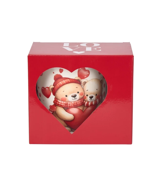 Kubek Porcelanowy XXL 650 ml – ZAKOCHANE MISIE Z SERCAMI PREZENT WALENTYNKI